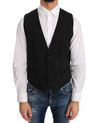 Dolce & Gabbana - Dolce Gabbana Black Wool Silk Vest - Lyst