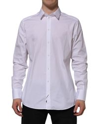 Dolce & Gabbana - White Cotton Gold Long Sleeves Formal Shirt - Lyst