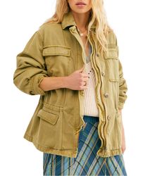 Free People Jacket Olive Size Xs Full Zip Button - Green
