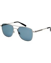 Montblanc Avaitor Metal Sunglasses Silver / Blue