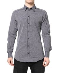 Dolce & Gabbana - Black White Striped Gold Formal Dress Shirt - Lyst
