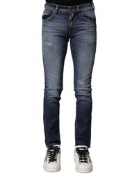 Dolce & Gabbana - Blue Washed Cotton Slim Fit Men Denim Jeans - Lyst