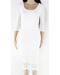 Lost + Wander Lost + Wander Dress Size Xs Fringed-hem Tie-sleeve - White