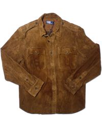 Ralph Lauren Polo Jacket Size 2xl Suede Safari Pockets - Brown