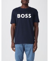 BOSS - Crew Neck T-Shirt With Short Sleeves And Printed Logo - Lyst