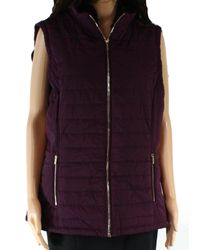 Calvin Klein Puffer Vest Dark Size Xl Faux-fur Trim - Purple