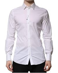 Dolce & Gabbana - White Cotton Gold Long Sleeves Formal Shirt - Lyst