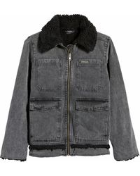 BDG Denim Jacket Size Small S Faux Fur Lining Full Zip - Black