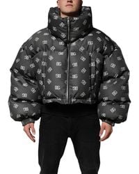 Dolce & Gabbana - Logo Print Puffer Jacket - Lyst
