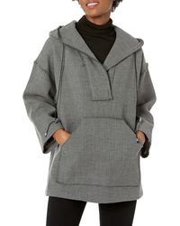 MILLY Jacket Charcoal Gray Size Large L Double Wool Hoodie