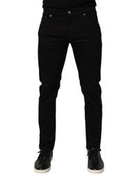 Dolce & Gabbana - Black Cotton Blend Skinny Men Trouser Pants - Lyst