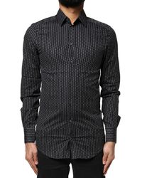 Dolce & Gabbana - Black Gold Patterned Cotton Men Dress Shirt - Lyst