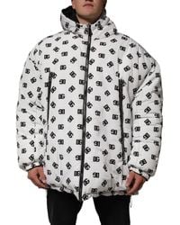Dolce & Gabbana - White Dg Monogram Hooded Puffer Jacket - Lyst