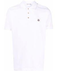 Moncler Embroidered Polo Shirt in White for Men | Lyst