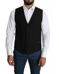 Dolce & Gabbana - Black Wool Men Formal Waistcoat Vest - Lyst