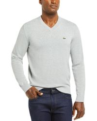 Lacoste Jumper Us Size Small S Fr 3 V-neck Cotton Pullover - Grey