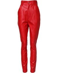 Dolce & Gabbana - Red Viscose High Waist Tapered Trouser Pants - Lyst