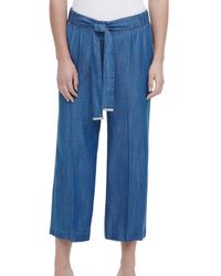 Calvin Klein Trousers Size Xl Denim Pull-on Comfort Cropped - Blue