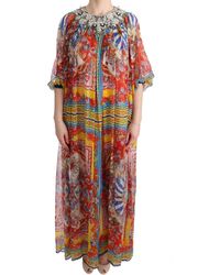 Dolce & Gabbana Silk Carretto Crystal Tunic Dress - Multicolor