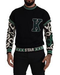 Dolce & Gabbana - Dolce Gabbana Green Cotton King Star Crewneck Pullover Sweater - Lyst