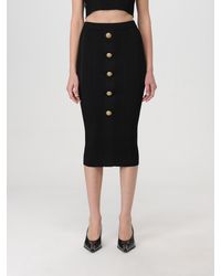 Balmain - High Waist Five Button See Through Knit Midi Skirt - Lyst