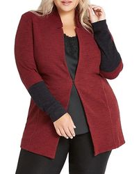 NIC+ZOE Nic + Zoe Blazer Size 2x Plus Colorblocked Sleeve - Red