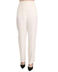 Dondup High Waist Straight Cut Dress Trouser White Pan70096