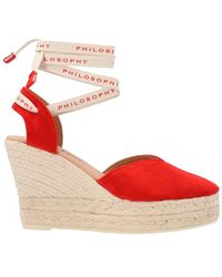 Red Wedge sandals for Women | Lyst