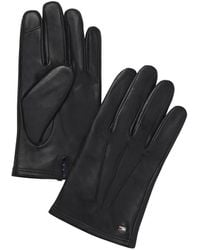 Tommy Hilfiger Driving Gloves Size Xl Touchscreen Leather - Black