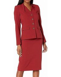 Tahari Skirt Suit Size 18 2-piece Set Pintuck-neckline - Red