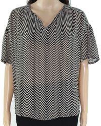 Masai Blouse Size Xs Darnell Flutter-sleeve Printed - Black
