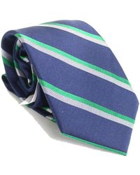 Tommy Hilfiger Neck Tie Green Repp Striped Skinny - Blue