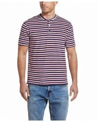 Weatherproof T-shirt Red White Size Xl Cosy Stripe Henley - Blue