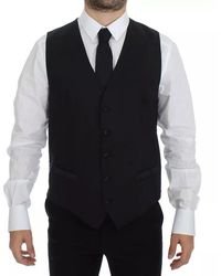 Dolce & Gabbana - Black Wool Silk Dress Gilet Jacket Vest - Lyst