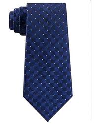 Kenneth Cole Reaction Neck Tie One Size Slim Checker Silk - Blue