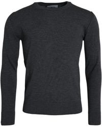 Dolce & Gabbana - Dark Wool Crew Neck Pullover Sweater - Lyst