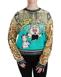 Dolce & Gabbana Year Of The Pig Sequined Top Sweater - Multicolor