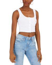 Guess Tank Top Size Large L Eco Cropped Logo Scoop-neck - White