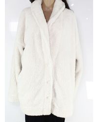 Pj Salvage Coat Size Xl Faux-fur Button-up - White