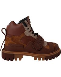 Dolce & Gabbana Leather Boots Hi-trekking Shoes - Brown
