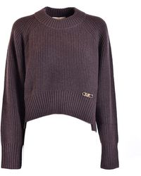 Michael Kors - Wool-Cashmere Blend Sweater With Chic Cropped Design And Signature Detail - Lyst