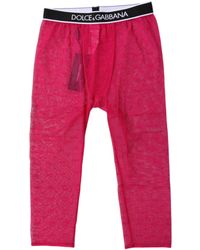 Dolce & Gabbana - Fuchsia Dg Logo Nylon Cropped Tights Underwear - Lyst
