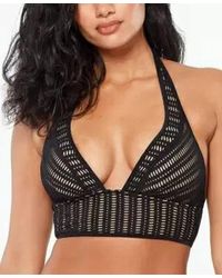 Bar Iii Swimwear Top Size Xl Crochet Long-line Halter - Black