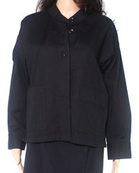 Eileen Fisher Jacket Xs Stand Collar Button-up - Black