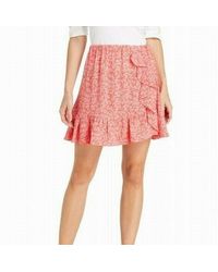 Michael Kors Skirt Pink Size Xs Floral-print Ruffled Hem Mini