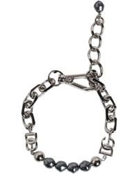 Dolce & Gabbana - Tone Chain Lobster Clasp Logo Pearls Bracelet - Lyst