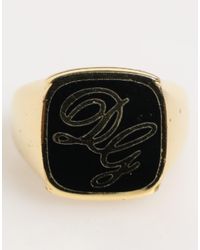 Dolce & Gabbana - Tone Enamel Brass Signet Dg Logo Adjustable Ring - Lyst