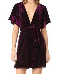 MISA Los Angles Wrap Dress Dark Purple Size Small S Velvet Dolman Sleeve - Black