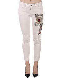Dolce & Gabbana Queen Of Hearts Skinny Jeans White Pan61199