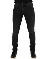 Dolce & Gabbana - Black Washed Cotton Skinny Denim Jeans - Lyst